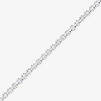 (F / Vs2) Womens White Diamond Sterling Silver 17 Inch Tennis Necklace