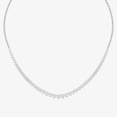 (F / Vs2) Womens White Diamond Sterling Silver 18 Inch Tennis Necklace