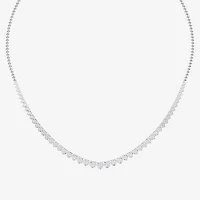(F / Vs2) Womens White Diamond Sterling Silver 18 Inch Tennis Necklace