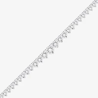 (F / Vs2) Womens White Diamond Sterling Silver 18 Inch Tennis Necklace
