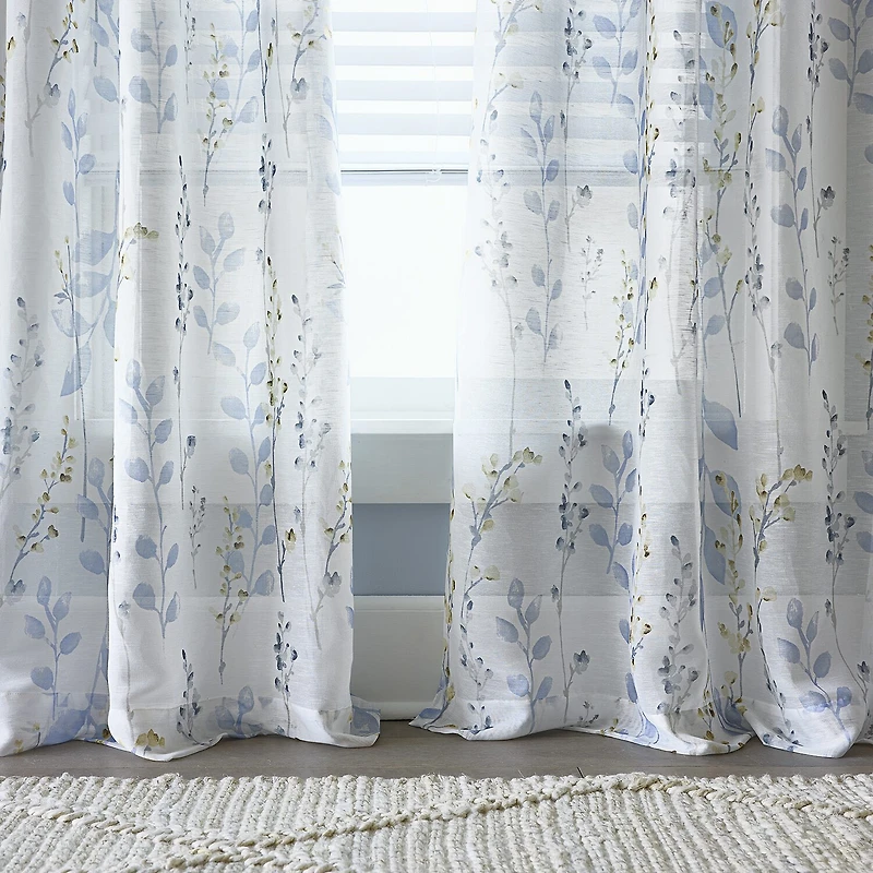 Martha Stewart Spring Blooms Grommet Top Sheer Single Curtain Panel