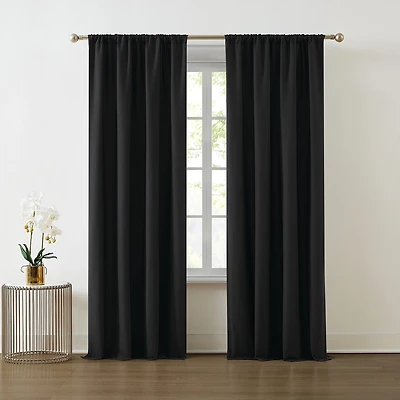 Truly Soft Everyday Solid Rod Pocket Light-Filtering Set of 2 Curtain Panel