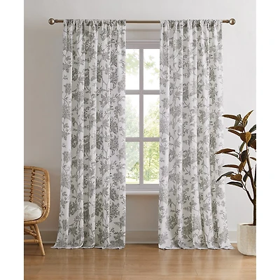 Brooklyn Loom Mila Floral Rod Pocket Light-Filtering Set of 2 Curtain Panel
