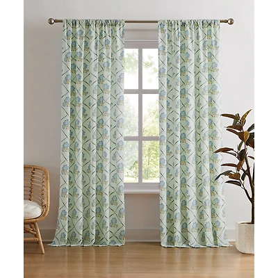 Brooklyn Loom Olivia Floral Rod Pocket Light-Filtering Set of 2 Curtain Panel