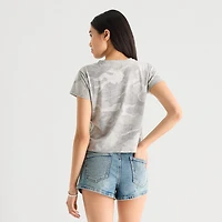 Arizona Womens Juniors Crew Neck Short Sleeve Regular Fit Graphic T-Shirt