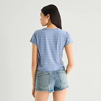 Arizona Womens Juniors Crew Neck Short Sleeve Regular Fit Graphic T-Shirt