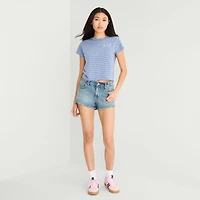 Arizona Womens Juniors Crew Neck Short Sleeve Regular Fit Graphic T-Shirt