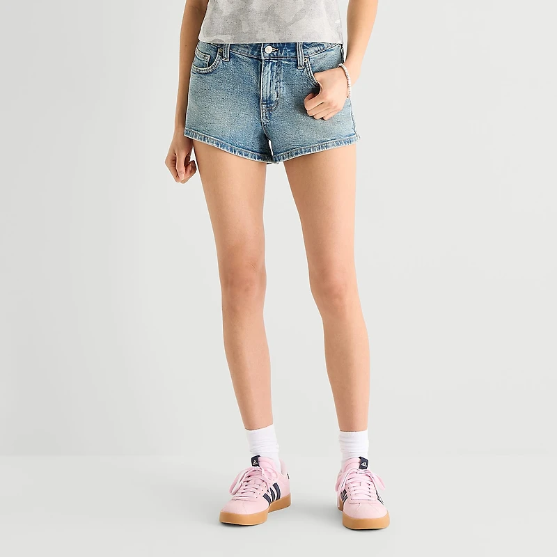 Arizona Womens 2 1/2" Mid Rise Juniors Denim Short