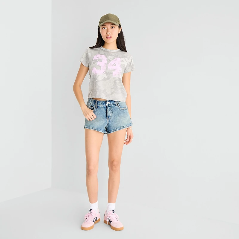Arizona Womens 2 1/2" Mid Rise Juniors Denim Short