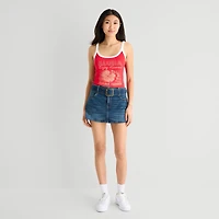 Arizona Belted Womens Juniors Low Rise Mini Denim Skirt