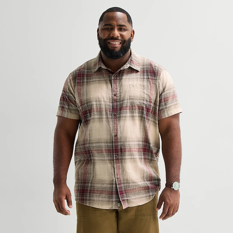 mutual weave Mens Short Sleeve Regular Fit Big and Tall Button-Down Shirt