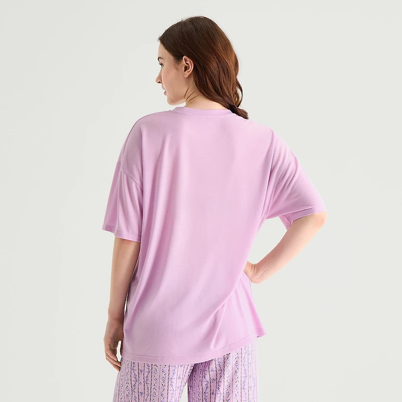 Arizona Body Womens Crew Neck Short Sleeve Juniors Pajama Top