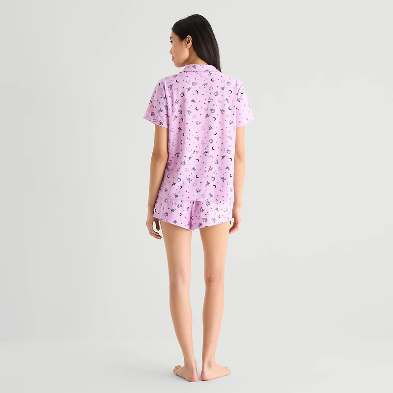 Arizona Body Womens Short Sleeve 2-pc. Juniors Pajama Set
