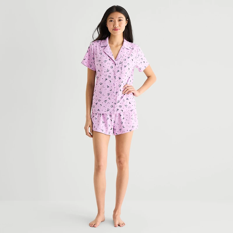 Arizona Body Womens Short Sleeve 2-pc. Juniors Pajama Set