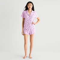 Arizona Body Womens Short Sleeve 2-pc. Juniors Pajama Set