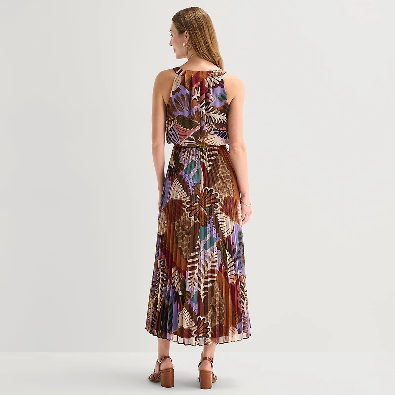 Robbie Bee Womens Round Neck Sleeveless Maxi Dress
