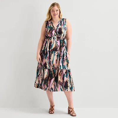 Isabel & Nina Womens Plus V Neck Sleeveless Maxi Dress