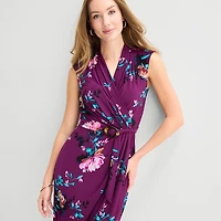 Marc New York Womens V Neck Sleeveless Floral Sheath Dress