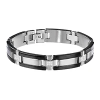 Mens ¼ CT. T.W. Diamond Stainless Steel & Black IP Link Bracelet