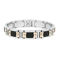 Mens Stainless Steel & Rose-Tone IP Link Bracelet