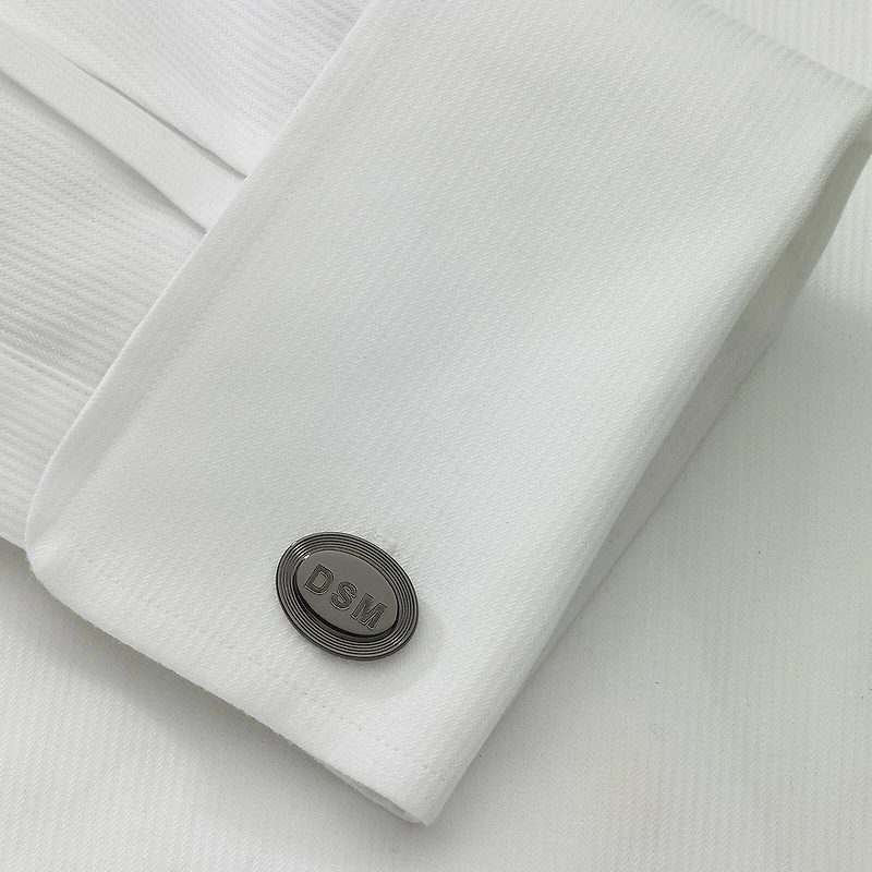 Personalized Oval 5-Line Border Cuff Links