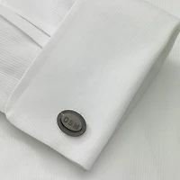 Personalized Oval 5-Line Border Cuff Links