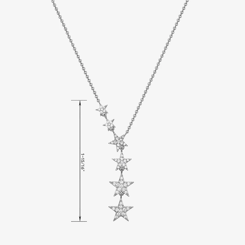 Womens Cubic Zirconia Sterling Silver 18 Inch Y Necklace