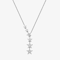Womens Cubic Zirconia Sterling Silver 18 Inch Y Necklace