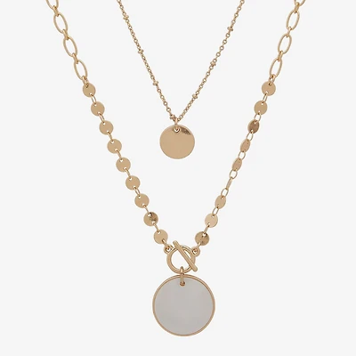 a.n.a Gold Tone Cluster Pendant Womens White 16 Inch Strand Necklace