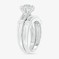 5.05mm Unisex Adult 1/4 CT. T.W. Natural White Diamond 10K Gold Marquise Side Stone Wedding Ring Set