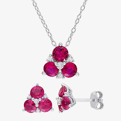 Womens Lab Created Red Ruby Sterling Silver 2-pc. Jewelry Set