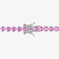 Womens Lab Created Pink Sapphire Sterling Silver Inch Tennis Bracelet