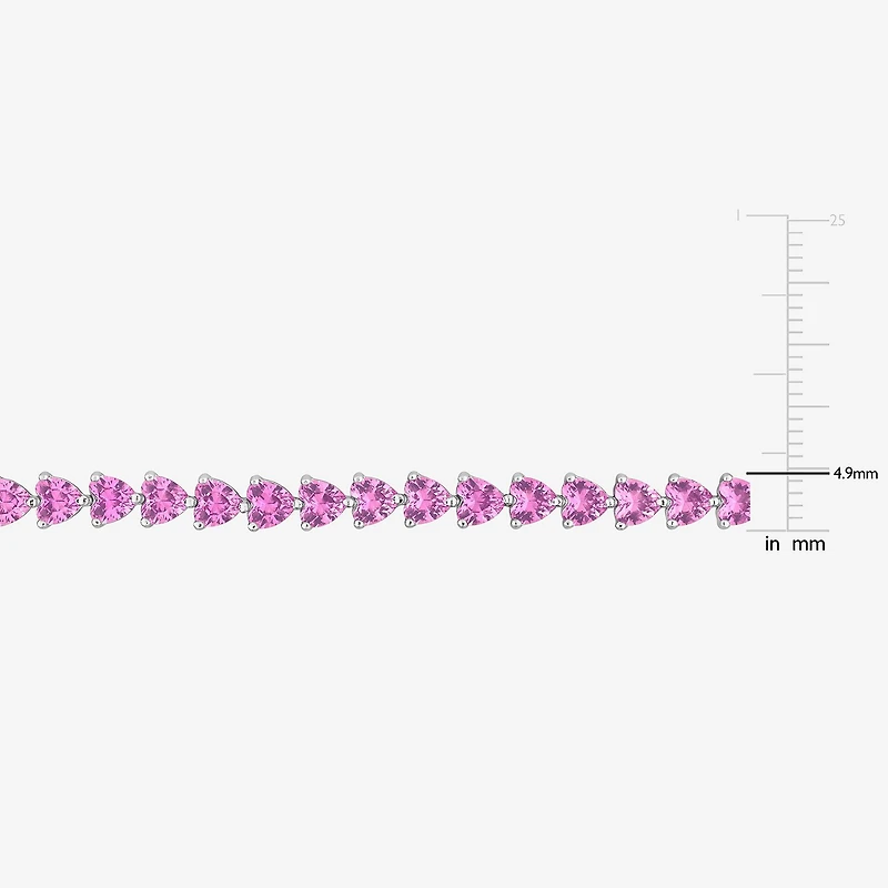 Womens Lab Created Pink Sapphire Sterling Silver Inch Tennis Bracelet
