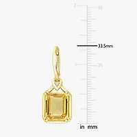 Womens Genuine Yellow Citrine 18K Gold Over Silver Drop Earrings