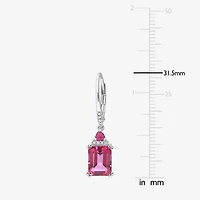 Genuine Pink Topaz & 1/10 CT. T.W. Genuine Diamond Sterling Silver Drop Earrings