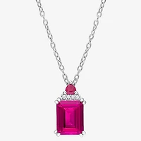 Womens Diamond Accent Genuine Pink Topaz Sterling Silver 18 Inch Pendant Necklace