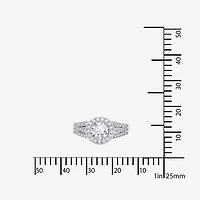 DiamonArt® Cubic Zirconia Sterling Silver Halo Ring