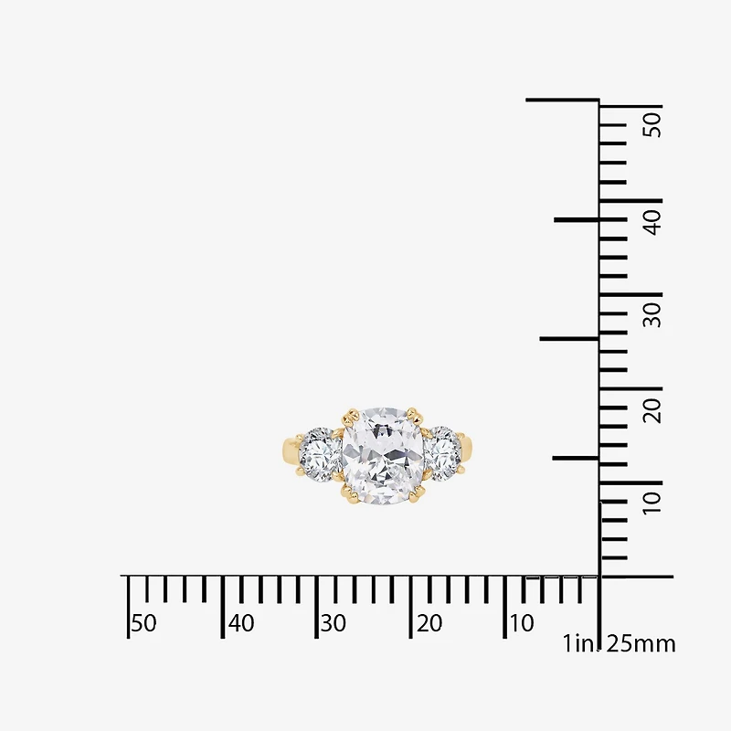 DiamonArt® Womens 5 3/4 CT. T.W. White Cubic Zirconia 14K Gold Over Silver 3-Stone Engagement Ring