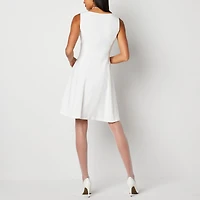 Black Label by Evan-Picone Womens Crew Neck Sleeveless Fit + Flare Dress