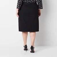 Liz Claiborne Womens Plus Mid Rise Pencil Skirt