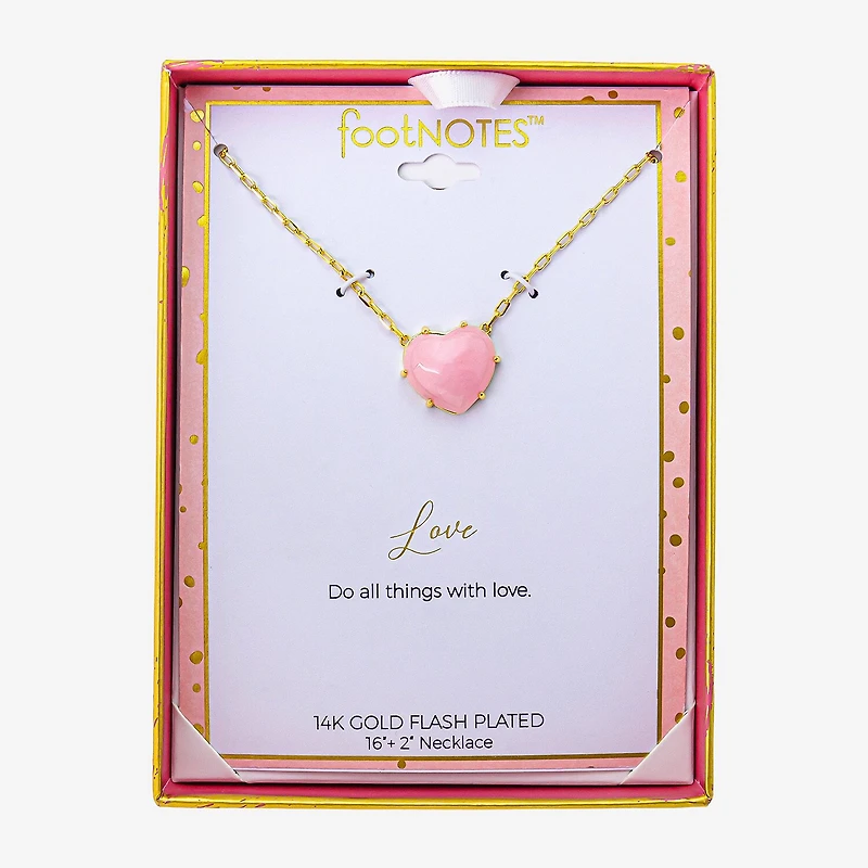 Footnotes Womens Glass 10K Gold Over Brass Heart 16 Inch Pendant Necklace
