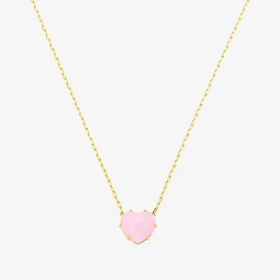 Footnotes Womens Glass 10K Gold Over Brass Heart 16 Inch Pendant Necklace