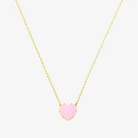 Footnotes Womens Glass 10K Gold Over Brass Heart 16 Inch Pendant Necklace