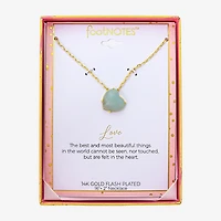 Footnotes Womens Green Glass 10K Gold Over Brass Heart 16 Inch Pendant Necklace
