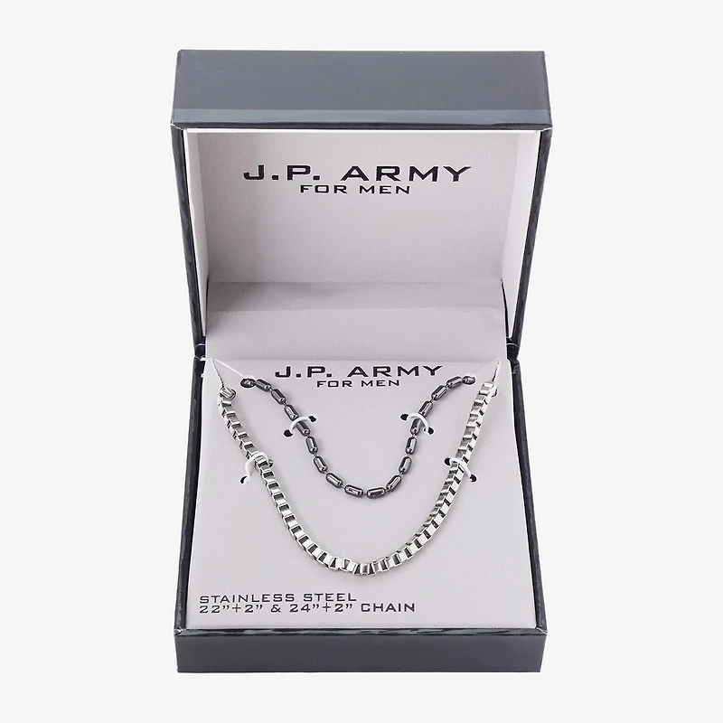 Mens Stainless Steel 2-pc. Necklace Set