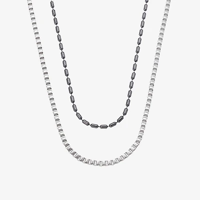 Mens Stainless Steel 2-pc. Necklace Set
