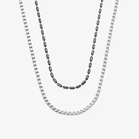Mens Stainless Steel 2-pc. Necklace Set