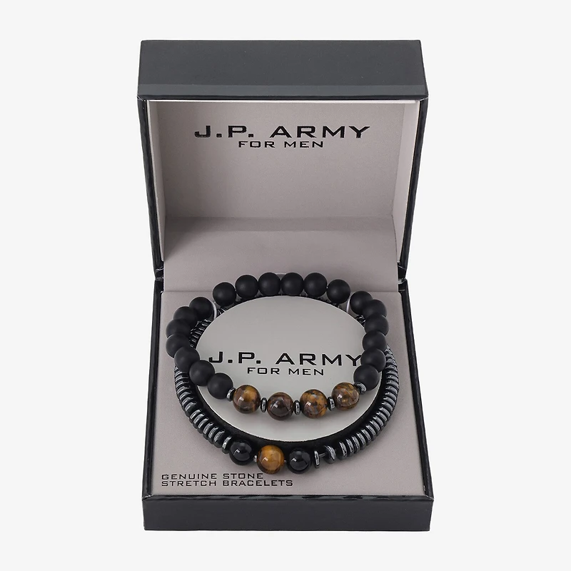 J.P. Army Mens 2-pc. Multi Color Stainless Steel Bracelet Set