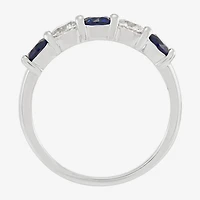 Womens 4MM Lab Created Gemstone & 1/2 CT. T.W. Lab-Grown Diamond Sterling Silver Round 5-Stone Band