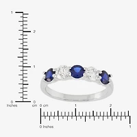 Womens 4MM Lab Created Gemstone & 1/2 CT. T.W. Lab-Grown Diamond Sterling Silver Round 5-Stone Band